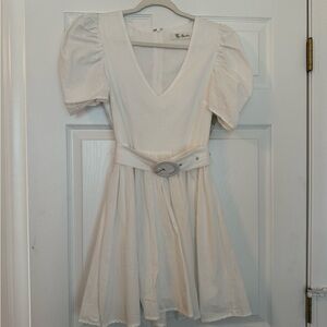 Lizard Thicket White Puff Sleeve Mini Dress